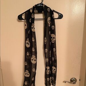 Skull Print Black and Cream Scarf